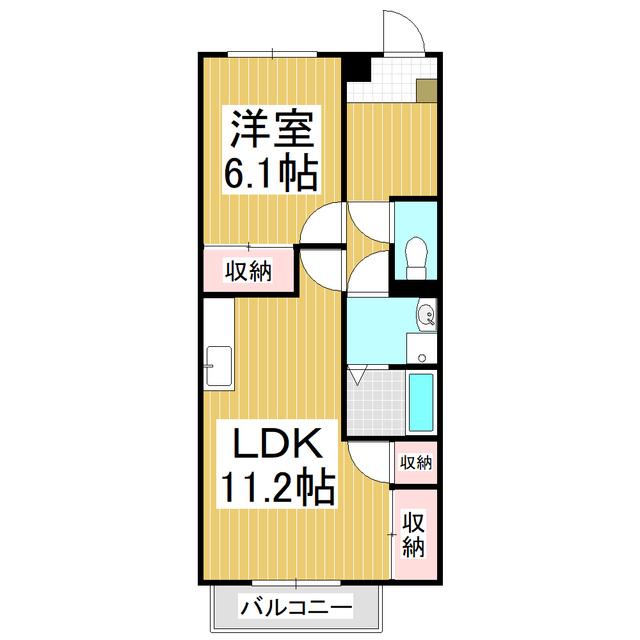 レジデンス筒井 II(1LDK/2階)の間取り写真