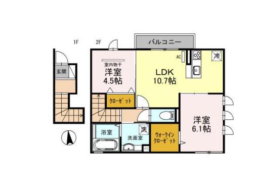 ハーク セゾン(2LDK/2階)の間取り写真
