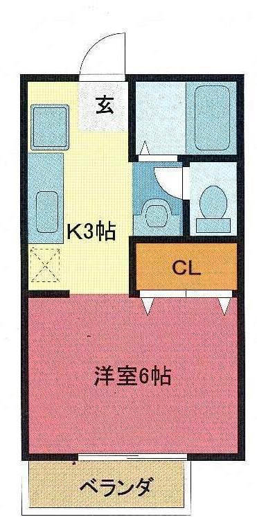サンライズタウンK(1K/1階)の間取り写真