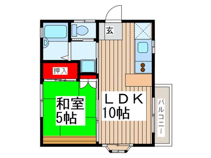 カーサ山岸(1LDK/2階)の間取り写真
