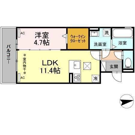 D-HILLS名塚町(1LDK/1階)の間取り写真