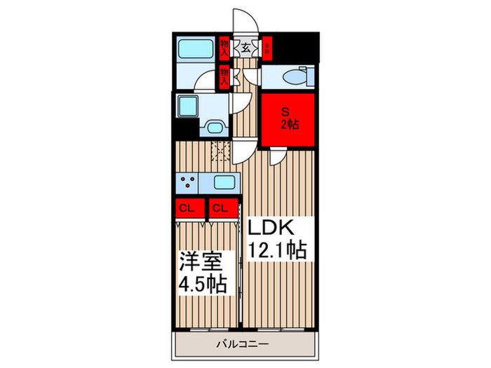 S-RESIDENCE北戸田(1SLDK/1階)の間取り写真