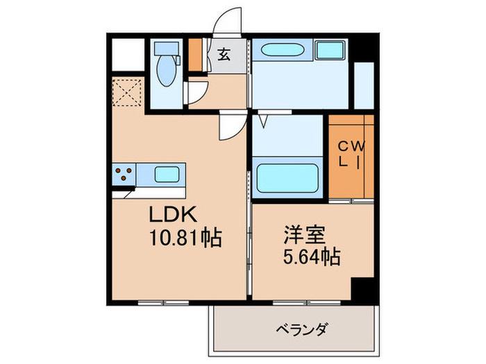 CREST西新(1LDK/3階)の間取り写真