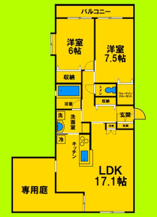 さくらガーデン(2LDK/1階)の間取り写真