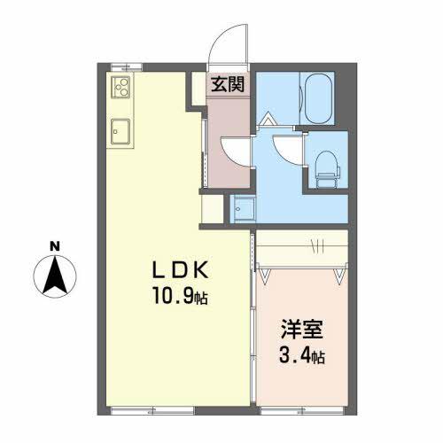 ラ・フォーレ森(1LDK/1階)の間取り写真