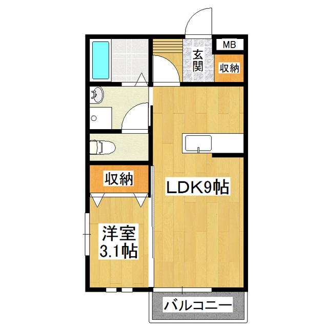 シャンスパレスZ(1LDK/1階)の間取り写真