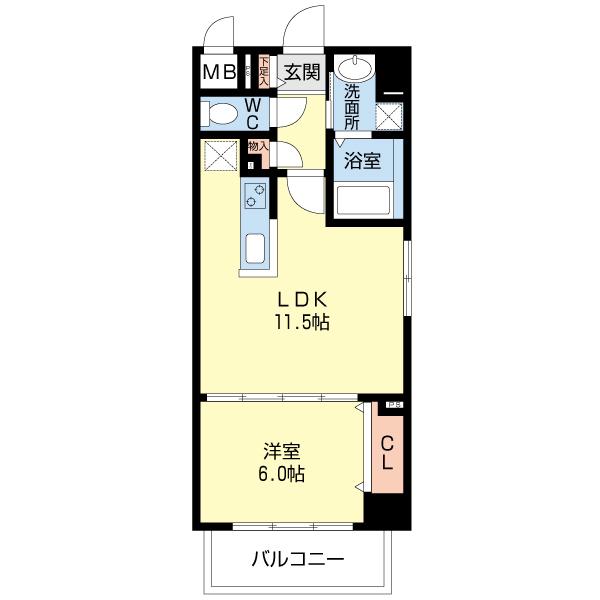 アジュール新杉田(1LDK/2階)の間取り写真