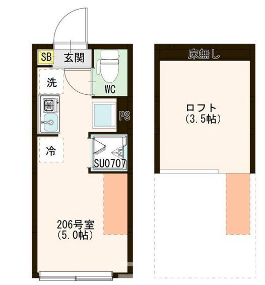 DIMORA TRANQUILLA HIKARIGAOKA(ワンルーム/2階)の間取り写真