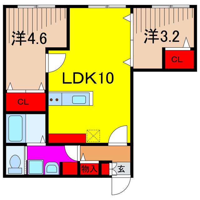 リザーブ北綾瀬(2LDK/4階)の間取り写真