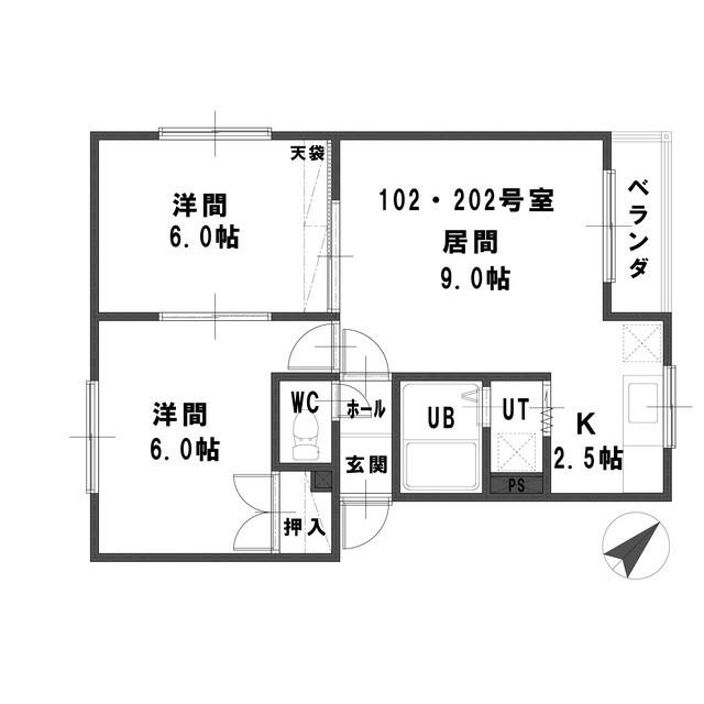 ルミエール麻布(2LDK/1階)の間取り写真