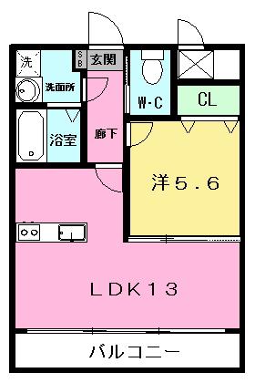 リディエンス光の森東(1LDK/2階)の間取り写真