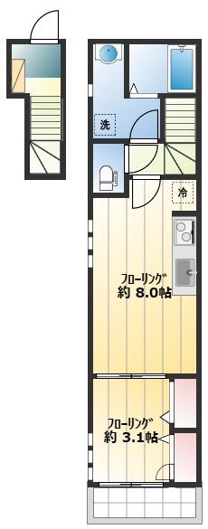 イズミ ヒルトップ アパートメント(1LDK/2階)の間取り写真