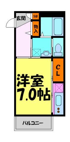 シャーメゾン川西(1K/2階)の間取り写真