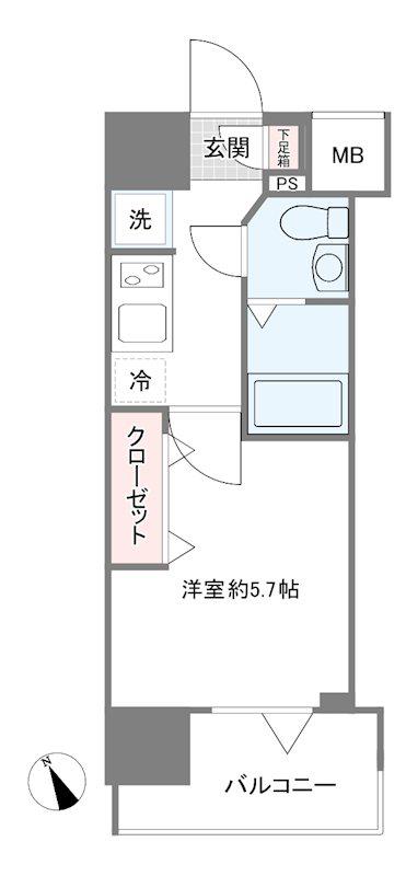 リヴシティ横濱新川町弐番館(1K/6階)の間取り写真