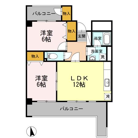 ヴィラージュ武久(2LDK/4階)の間取り写真