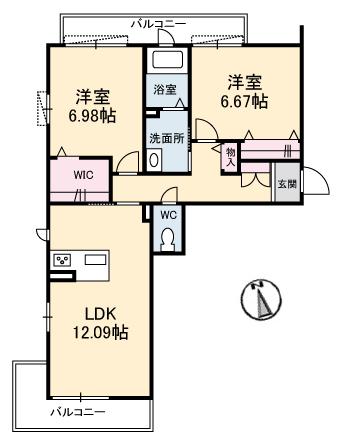 サンハイツ雅洋(2LDK/3階)の間取り写真