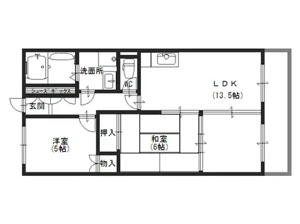 東グリーンハイツ(2LDK/1階)の間取り写真