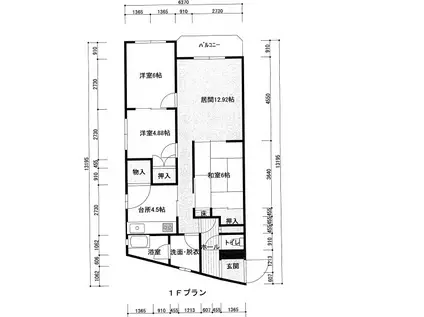 犀川サンハイツ(4K/3階)の間取り写真