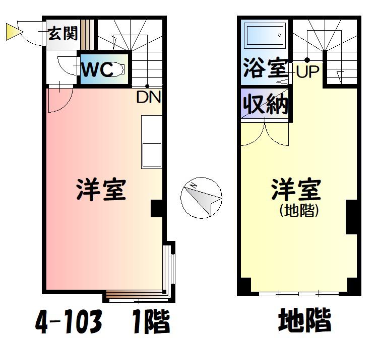 マグノーリア 4(1DK/1階)の間取り写真