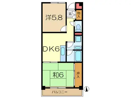 ヨコオマンション(2DK/4階)の間取り写真