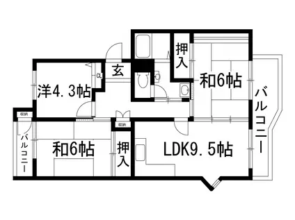 中山五月台7号棟(3LDK/3階)の間取り写真