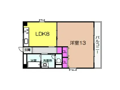 ハイネスキタノ(1LDK/3階)の間取り写真