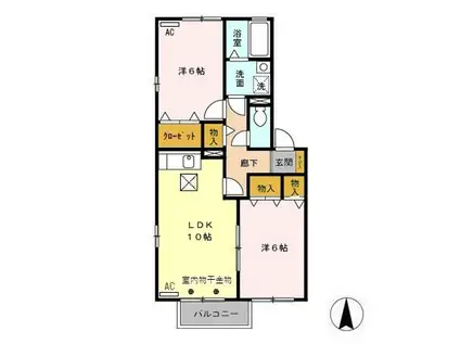 ウェール ルピナ(2LDK/1階)の間取り写真