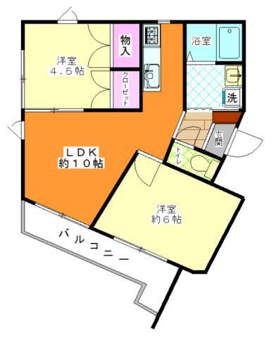 ブルーステージ坂戸(2LDK/1階)の間取り写真