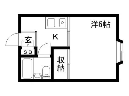 ルシェール長田II(1K/2階)の間取り写真