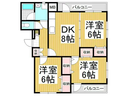 ソレイユ宮ノ上(3DK/1階)の間取り写真