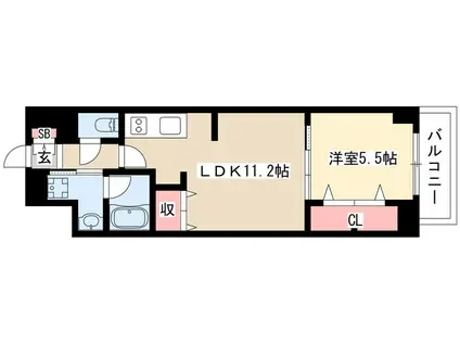 グランルクレ新栄イースト(1LDK/8階)の間取り写真