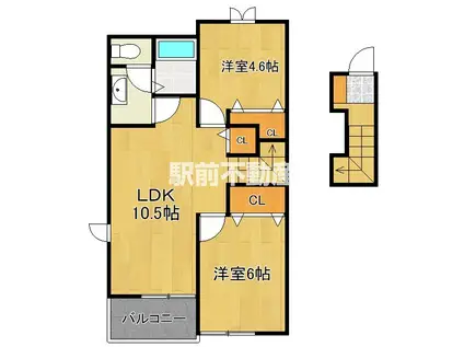 ハイネス三浦II(2LDK/2階)の間取り写真