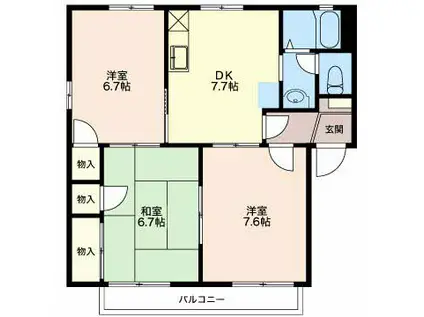 グリーンベールさかい A201(3DK/2階)の間取り写真