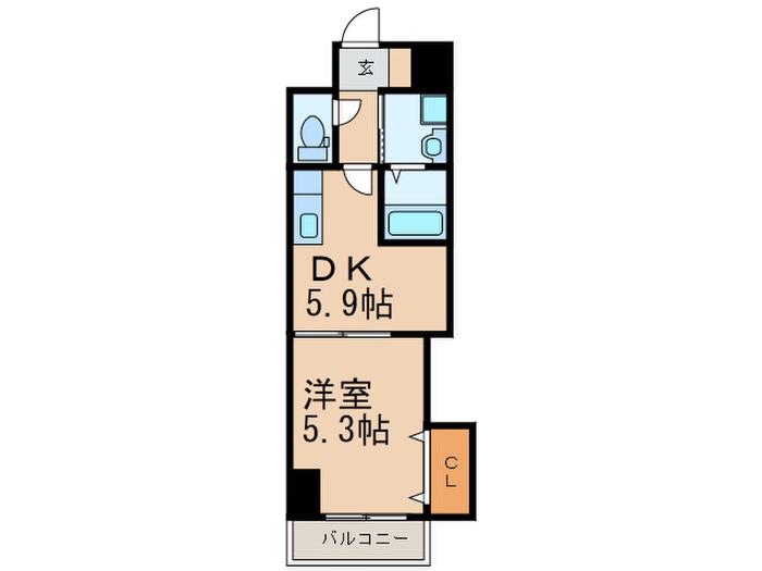 THE SQUARE・GRAND RESIDENCE(1DK/4階)の間取り写真