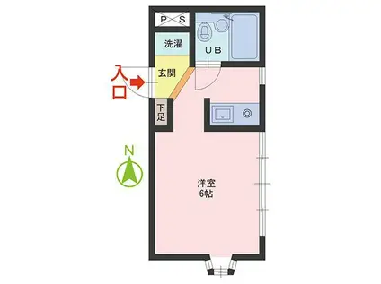 ベルトピア松本B(ワンルーム/1階)の間取り写真