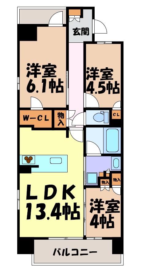 GRANPASEO丸の内(3LDK/4階)の間取り写真