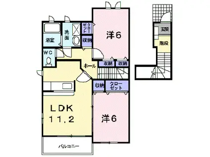 北上市上江釣子7地割 築15年(2LDK/2階)の間取り写真