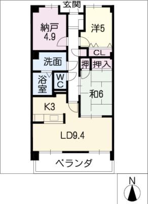 桃山ガーデンヒルズ(3LDK/3階)の間取り写真