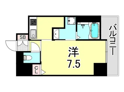 MJC神戸ブレイヴ(1K/2階)の間取り写真