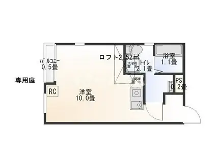 THE ROOM 新検見川(ワンルーム/1階)の間取り写真