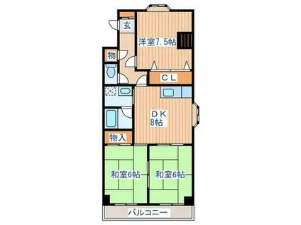 芳栄レジデンス(3DK/3階)の間取り写真