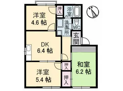 コーポ平井 A棟(3DK/1階)の間取り写真
