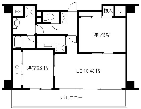 エスポワールIII(2LDK/1階)の間取り写真