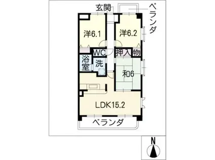 メゾンファミーユ(3LDK/4階)の間取り写真