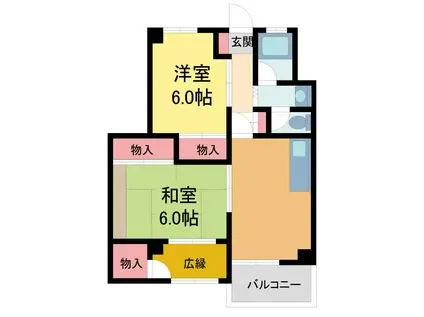 西甲子園ハイツ(2DK/2階)の間取り写真