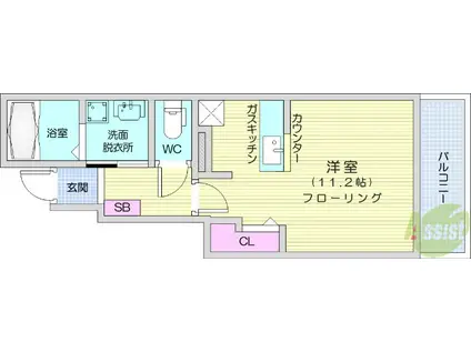 コンフォールUEMATSUⅢ(1K/1階)の間取り写真