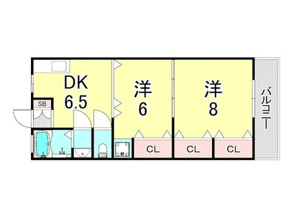 第2武庫ビューハイツ(2DK/3階)の間取り写真
