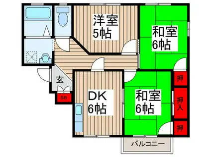 コーポふじみ野B棟(3DK/2階)の間取り写真