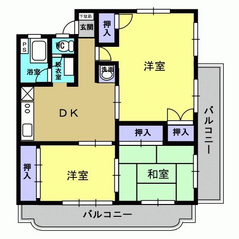 紫桜ハイツ(3DK/3階)の間取り写真