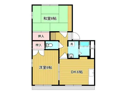 メゾン庭瀬C(2DK/1階)の間取り写真